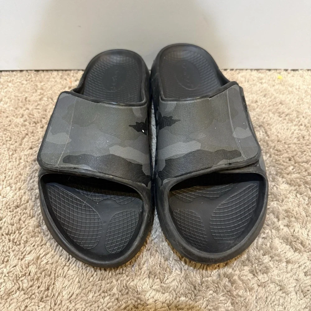 OOFOS OOahh Sport Flex Sandals Shoes Mens Size 11 Womens 13 Black Camo Recovery